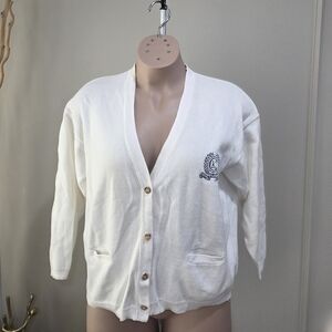 Vintage Calvin Klein White Button-Up Women's Sweaters Sz.L